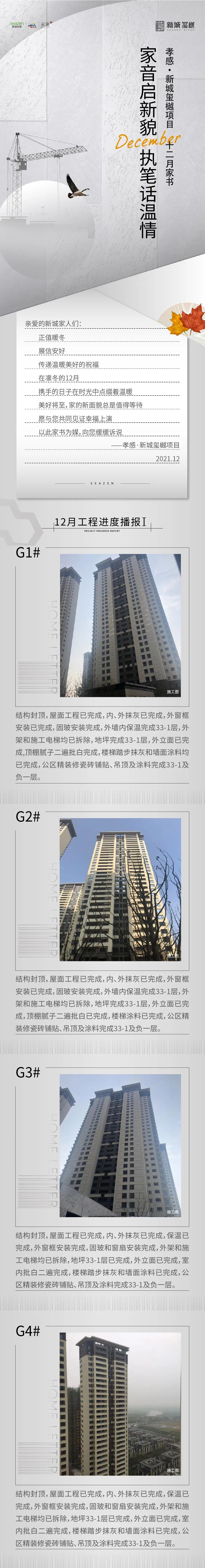 新城玺樾12月工程进度：G5/G6#楼主体已封顶