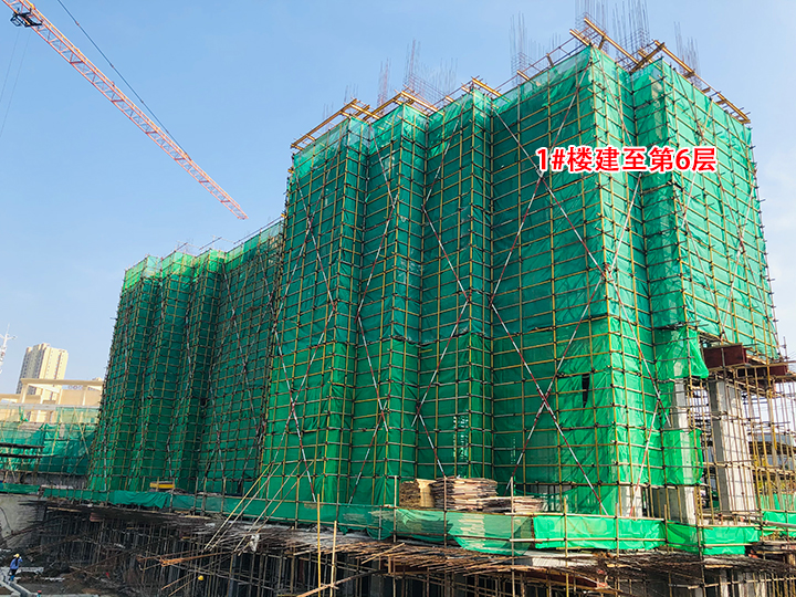 碧水园·锦城3月工程进度：1号楼建至第6层