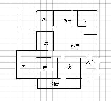 商城北门宿舍中装四房户型好看房方便每个房间都大