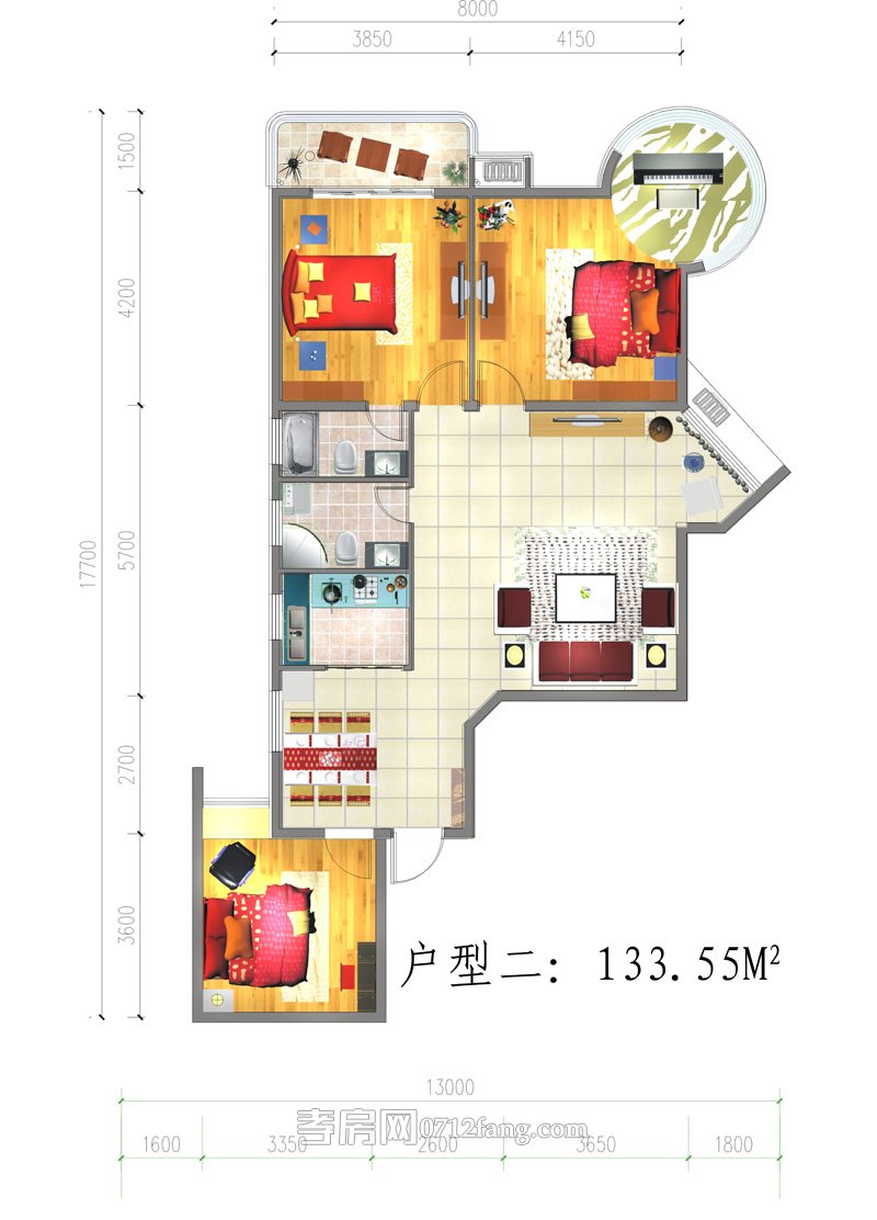 錦繡豪庭戶型圖二133平米