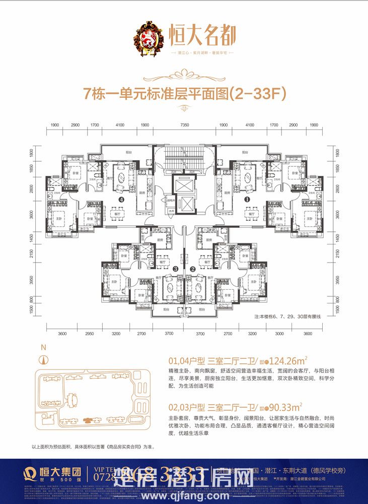 潛江恒大名都-7號樓一單元平面圖戶型