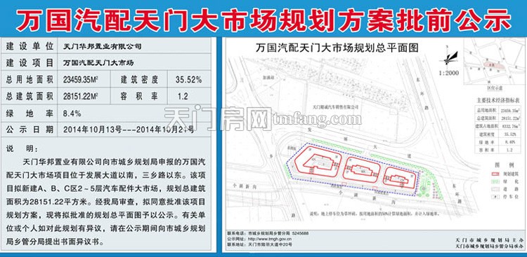 万国汽配天门大市场规划方案批前公示