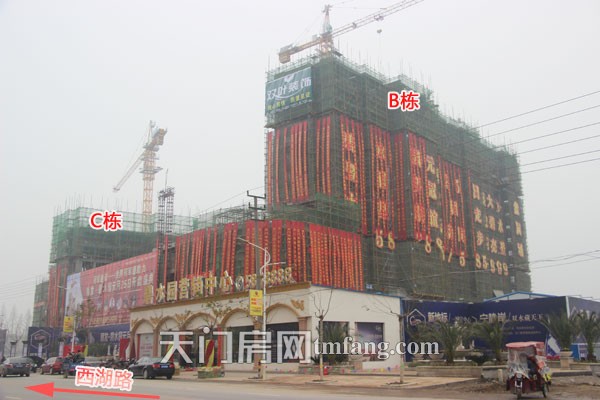 碧水园1月工程进度：B栋楼已经建至第14层