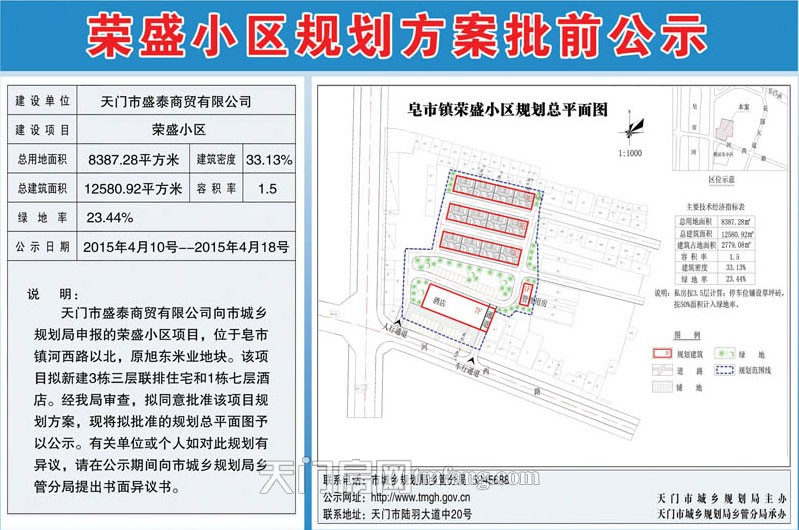 荣盛小区规划方案批前公示