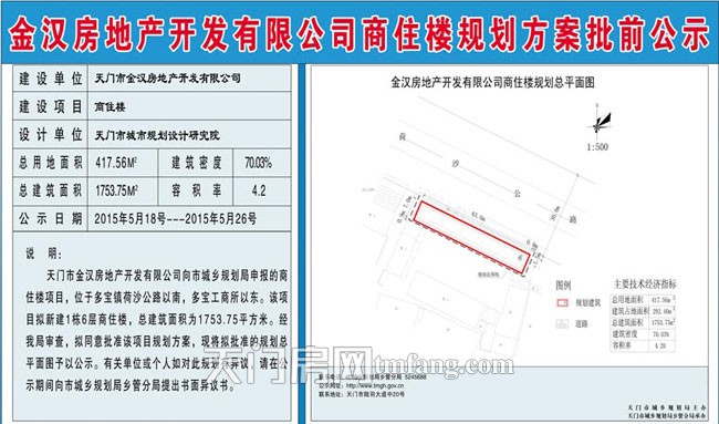 金漢房地產(chǎn)開(kāi)發(fā)有限公司商住樓規(guī)劃方案批前公示