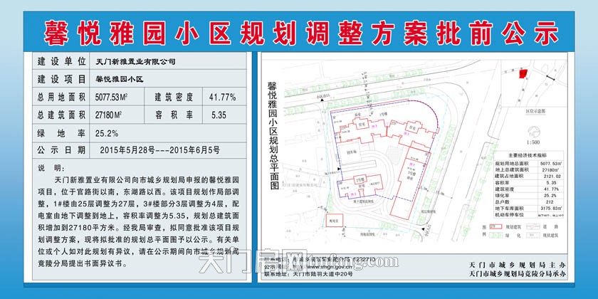 馨悅雅園小區(qū)規(guī)劃調(diào)整方案批前公示