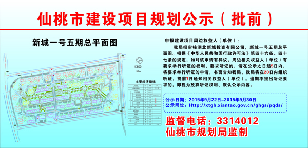 湖北新城投资有限公司新城一号五期批前公示