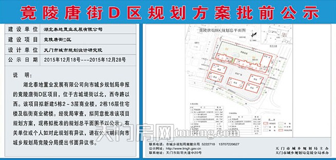 竟陵唐街D区规划方案批前公示