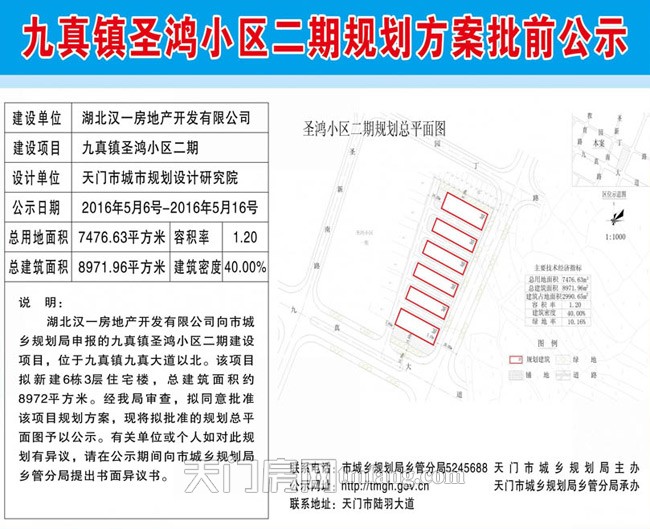 九真鎮(zhèn)圣鴻小區(qū)二期規(guī)劃方案批前公示