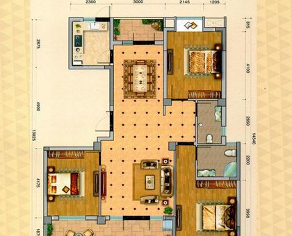 蓝宝西雅半岛1#楼3室户型 3室2厅2卫 建筑面积: