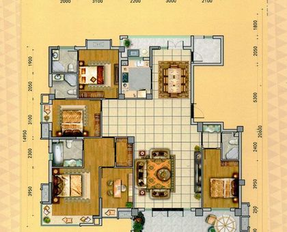 蓝宝西雅半岛1#5室户型 5室2厅4卫 建筑面积:2