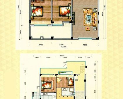 蓝宝西雅半岛13#1层户型 4室2厅2卫 建筑面积: