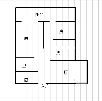 金域城邦毛坯小三房户型方正采光好